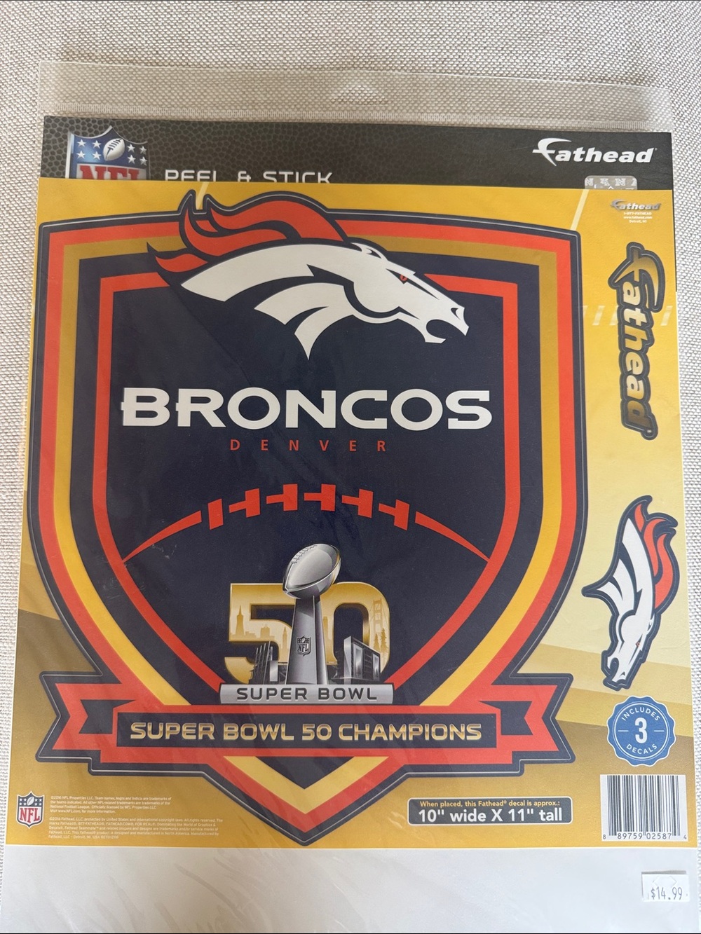 Denver Broncos Super Bowl 50 Champions Fathead Peel & Stick Decal